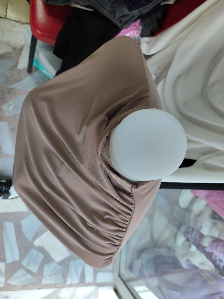 Bej Drapeli Yüksek Yakalı Kadın Bluz - Görsel 3