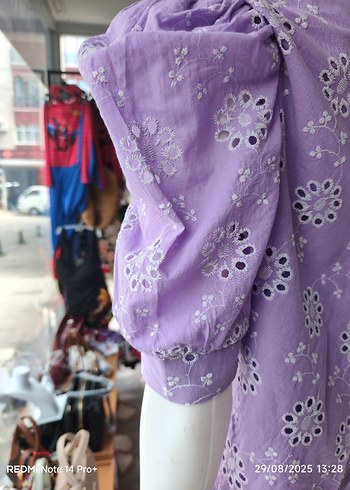 Mor Nakışlı Dantel Detaylı Kadın ikili takım - Görsel 4