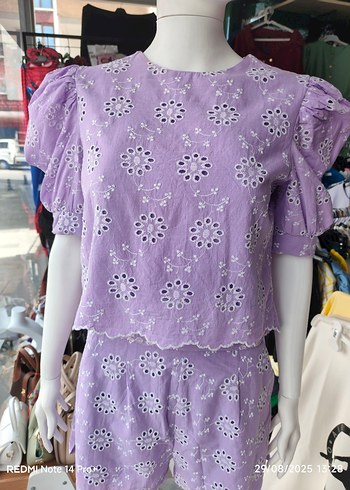 Mor Nakışlı Dantel Detaylı Kadın ikili takım - Görsel 2