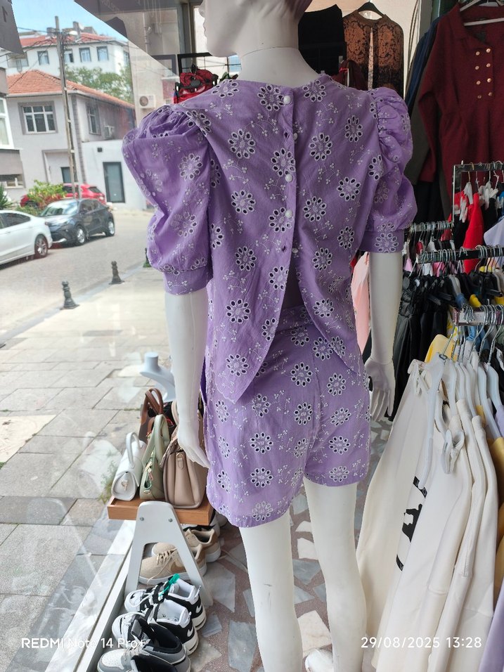 Mor Nakışlı Dantel Detaylı Kadın ikili takım - Görsel 3