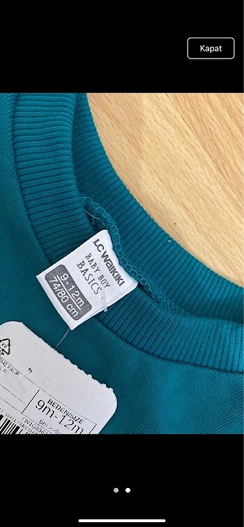 LC Waikiki 9-12 ay sweatshirt etiketlidir kalındır