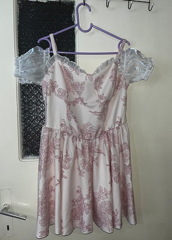 Diğer Dantel İşlemeli Pembe Elbis