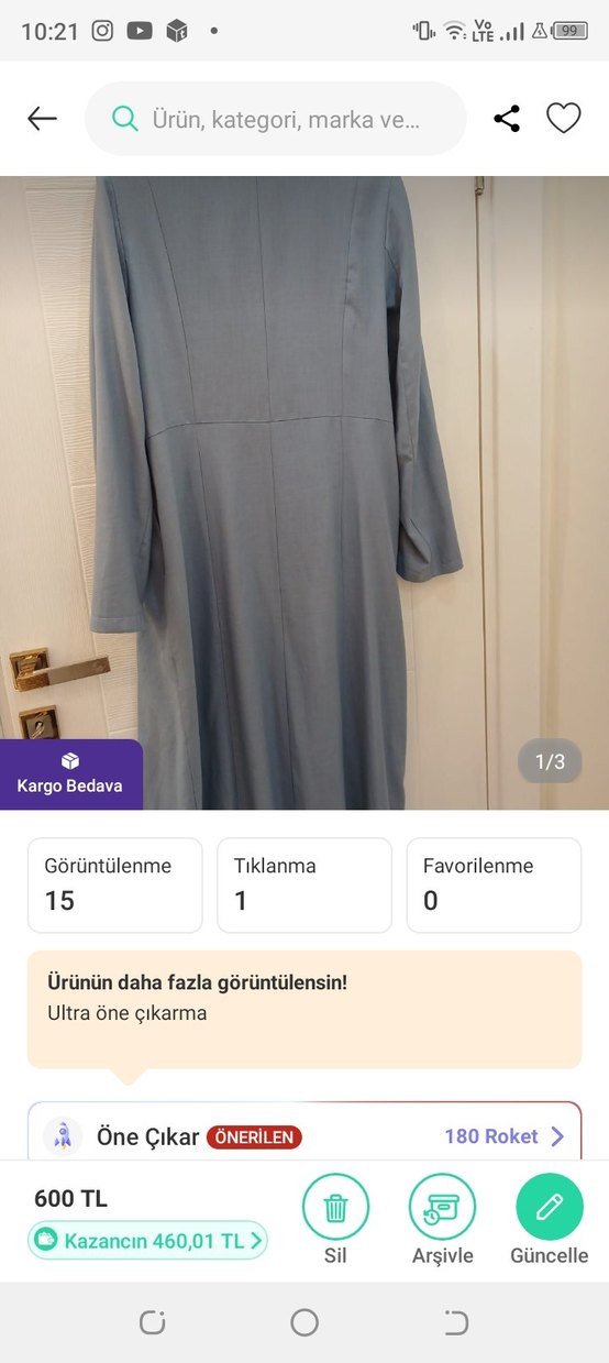 Gri Uzun Düğmeli Hamile Kabanı - Görsel 3