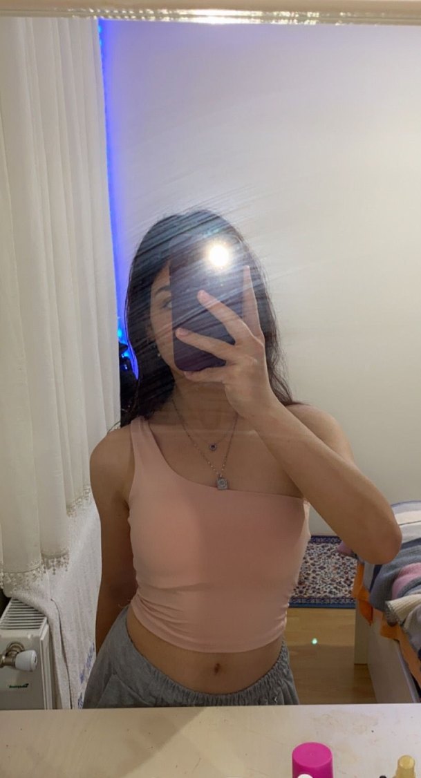 Pembe Asimetrik Tek Omuzlu Crop Top - Görsel 4