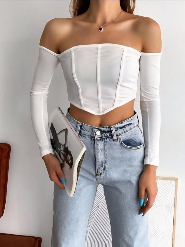 Beyaz Straplez Mini Bustiyer - Görsel 3