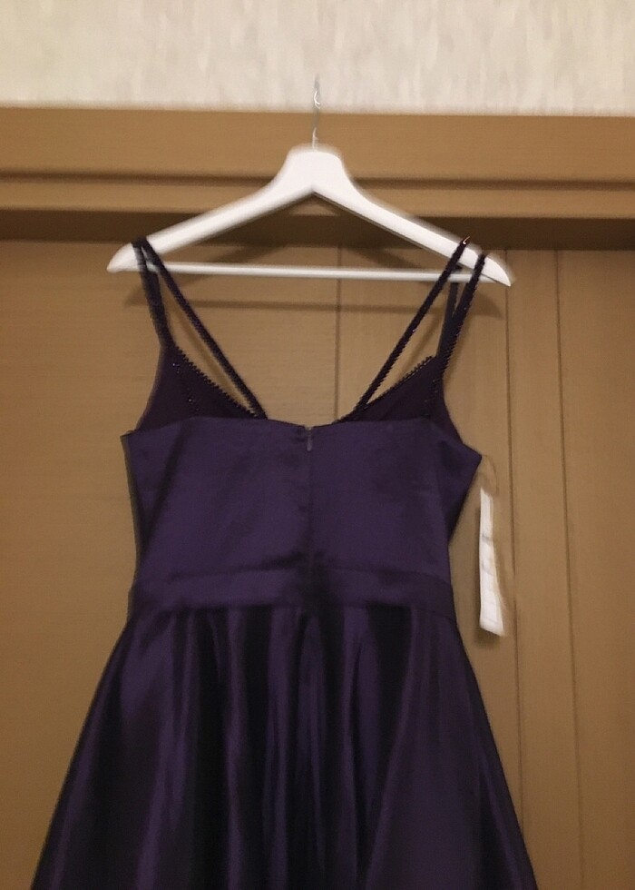 Mor Askılı Taş Detaylı Elbise - Görsel 4