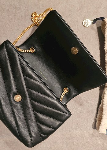 Tory Burch Kira Chevron Mini Bag Siyah Deri Kadın Çapraz Çanta - Görsel 4
