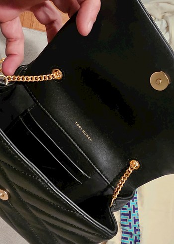 Tory Burch Kira Chevron Mini Bag Siyah Deri Kadın Çapraz Çanta - Görsel 6