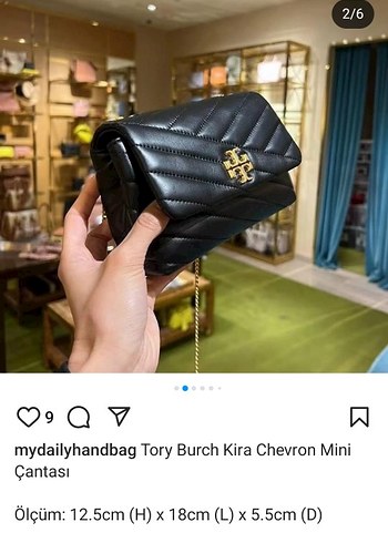Tory Burch Kira Chevron Mini Bag Siyah Deri Kadın Çapraz Çanta - Görsel 10
