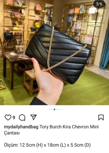 Tory Burch Kira Chevron Mini Bag Siyah Deri Kadın Çapraz Çanta - Görsel 11
