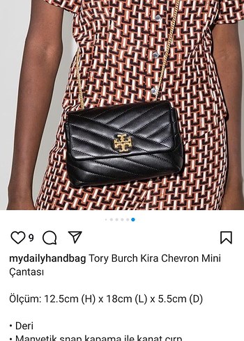 Tory Burch Kira Chevron Mini Bag Siyah Deri Kadın Çapraz Çanta - Görsel 12