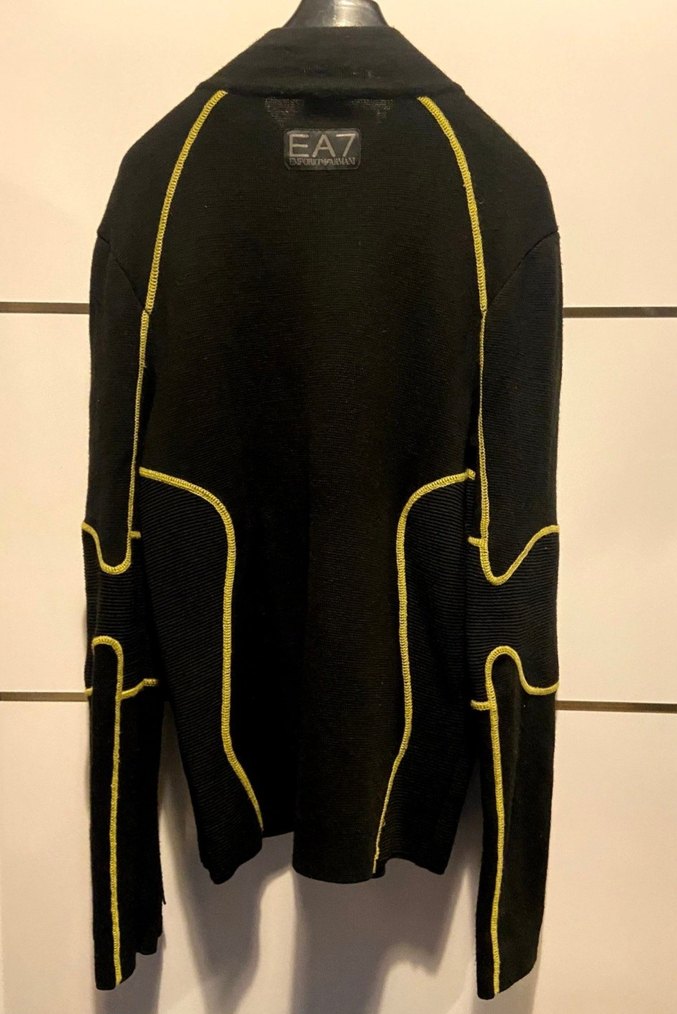 Emporio Armani Fermuarlı Siyah Erkek Biker Kazak - Görsel 2