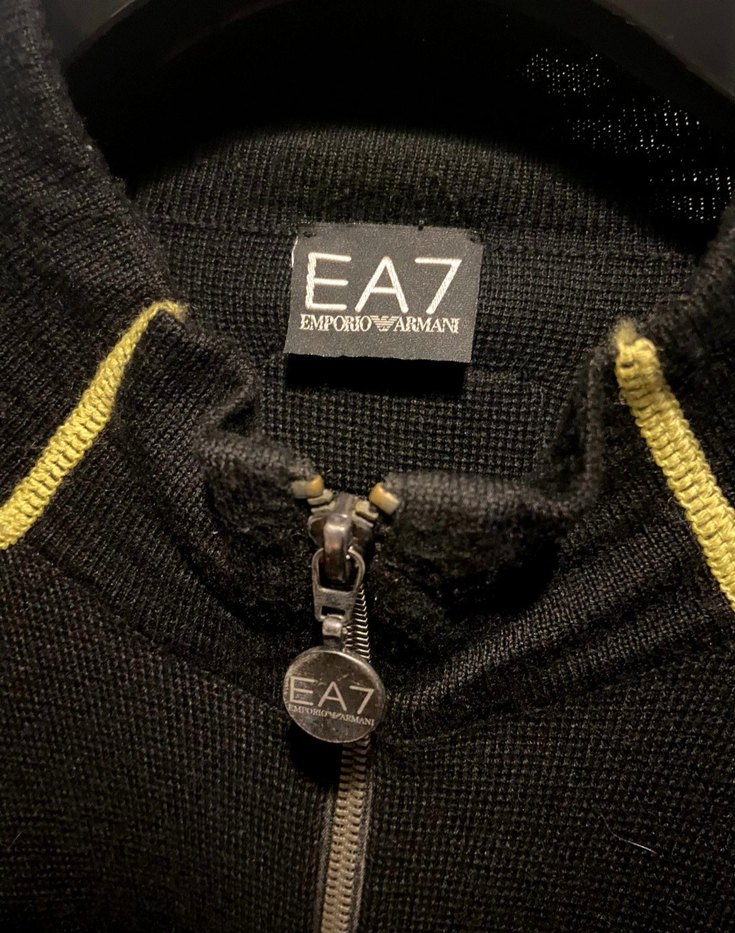 Emporio Armani Fermuarlı Siyah Erkek Biker Kazak - Görsel 4