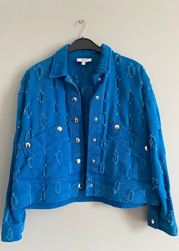 Twist Mavi kesik efektli Denim Ceket