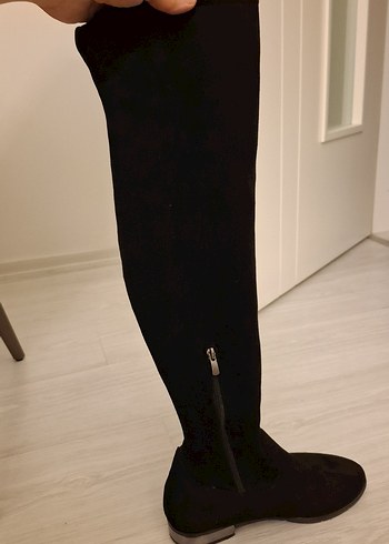 Siyah Süet Kadın Dizüstü Botlar - Görsel 5