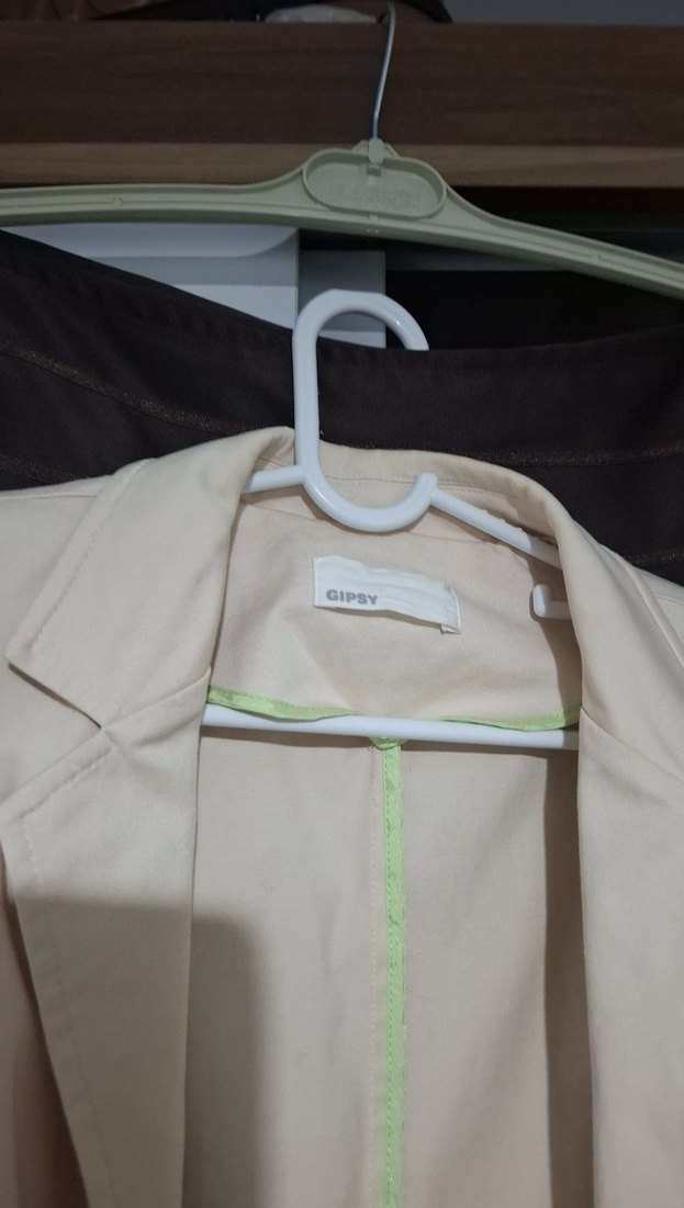 Bej Düğmeli Kadın Blazer Ceket %98 cotton(pamuk) - Görsel 2