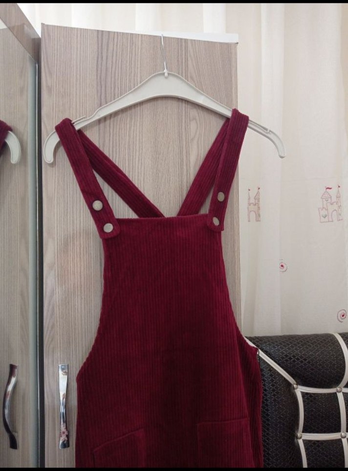 Bordo Kadife Salopet - Görsel 2