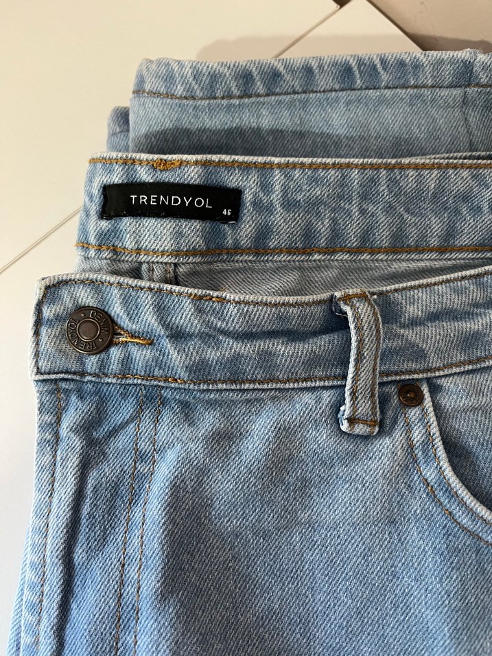 Kadın Mavi Denim Rahat Kesim Jean - Görsel 5