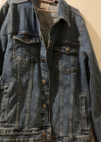 Erkek Gri Mavi Düğmeli Denim Ceket