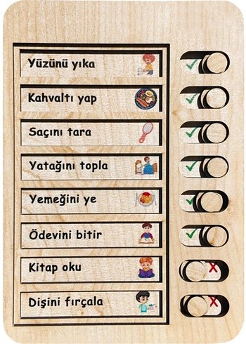 Ahşap Günlük Görev Kontrol Tablosu