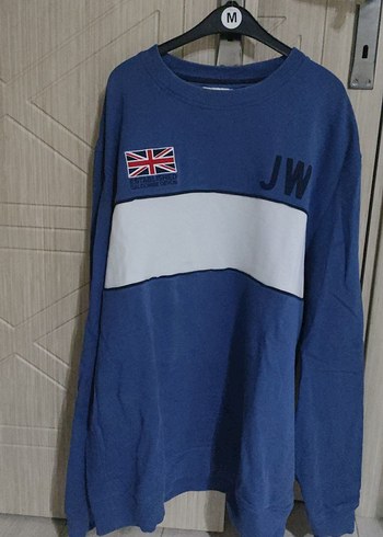 Diğer Mavi Oversize Sweatshirt Uzun Kollu Yuvarlak Yaka