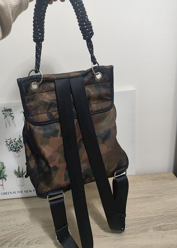 Kahverengi Kamuflaj Deri Kadın Sırt Çantası - Görsel 4