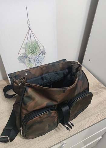 Kahverengi Kamuflaj Deri Kadın Sırt Çantası - Görsel 2