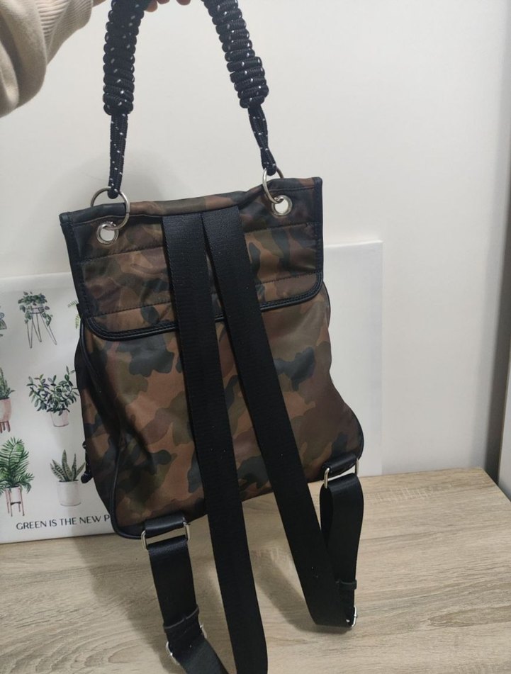 Kahverengi Kamuflaj Deri Kadın Sırt Çantası - Görsel 4