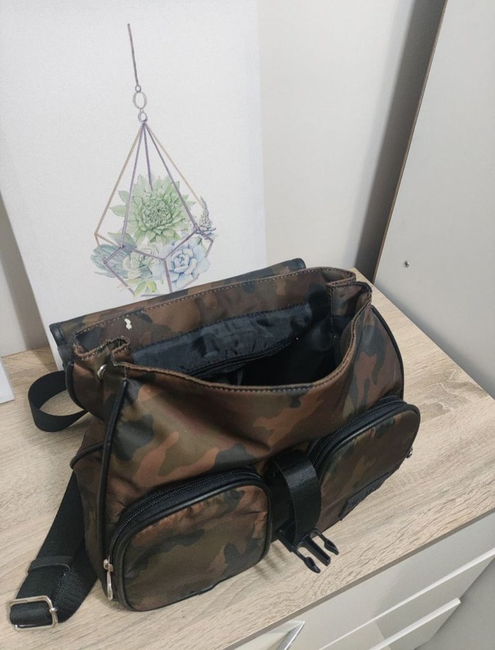 Kahverengi Kamuflaj Deri Kadın Sırt Çantası - Görsel 2