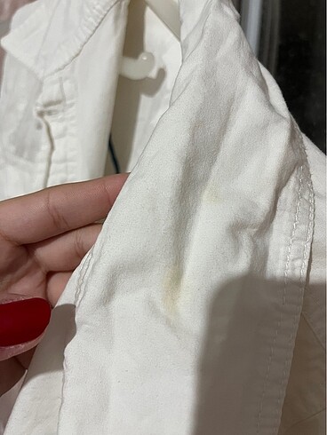 L/ Beyaz crop kot ceket - Görsel 6