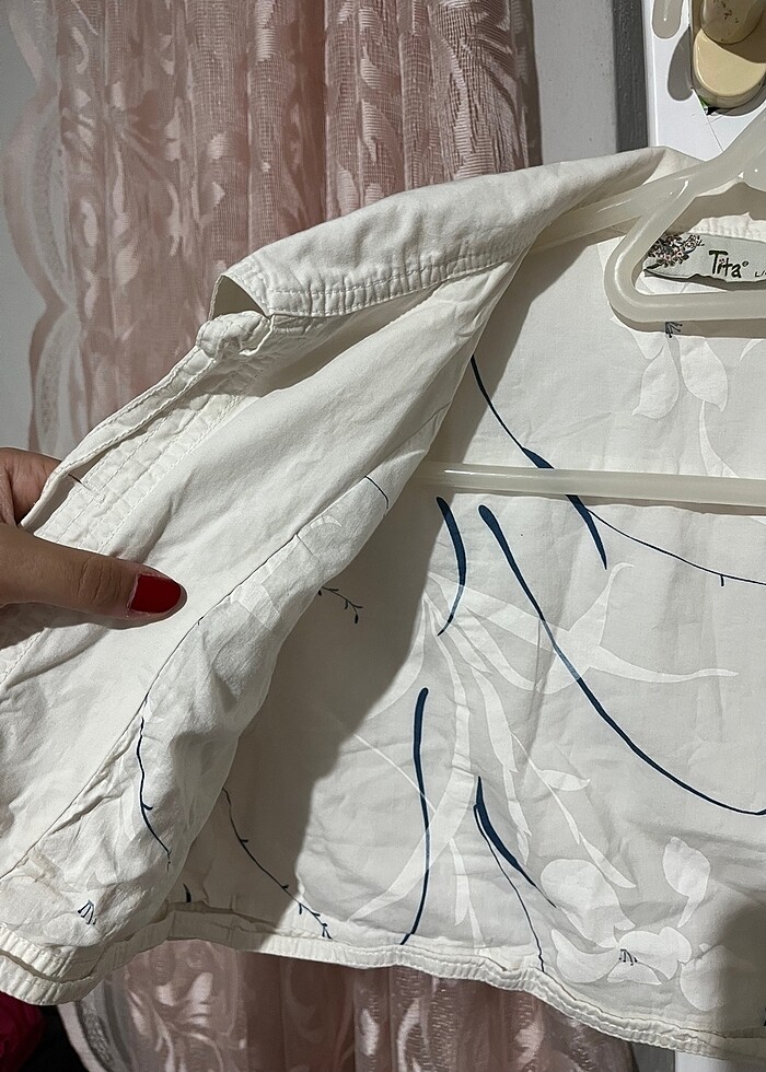 L/ Beyaz crop kot ceket - Görsel 3