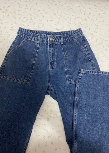 40 Beden Mavi Rahat Kesim Midi Kot Pantolon