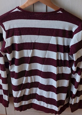 Bordo Gri Çizgili Erkek Sweatshirt - Görsel 3