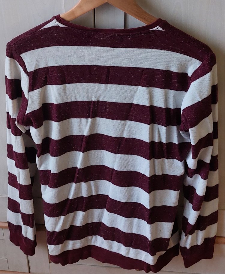 Bordo Gri Çizgili Erkek Sweatshirt - Görsel 3