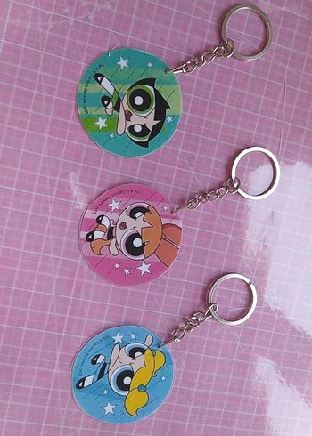 Renkli Powerpuff Girls Anahtarlık Seti