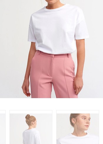 Basic t-shirt Beyaz regular kalıp Bisiklet yaka