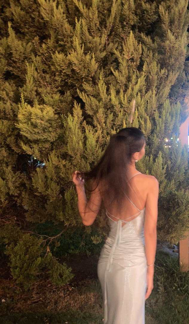 Mavi Drapeli Uzun Askılı Kadın Abiye - Görsel 2