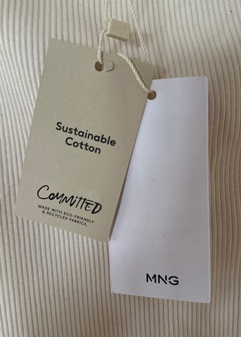 Mango,etiketli ekru straplez elbise - Görsel 5