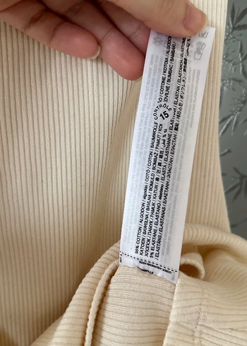 Mango,etiketli ekru straplez elbise - Görsel 6