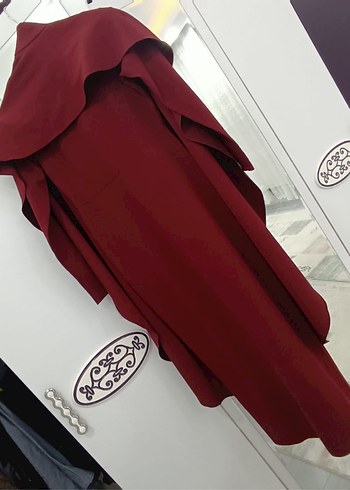 Zara Bordo Uzun Kollu Drapeli Kadın Elbise