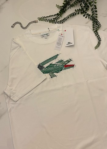 Lacoste Erkek Beyaz Baskılı Tişört