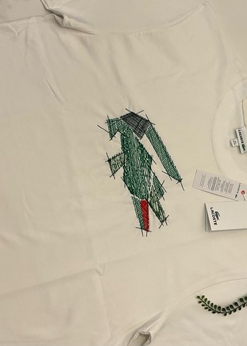 Lacoste Beyaz Baskılı Kısa Kollu Tişört