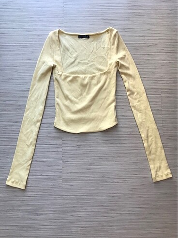 s Beden Kare Yaka Fitilli Pamuk Crop Top Tshirt