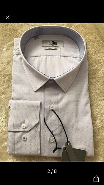 Kiğılı Açık Lila Desenli Pamuklu Slim Fit Gömlek