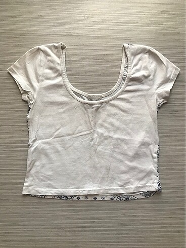 Zara Etnik Bohem Vintage Beyaz Pamuk Crop Top Büstiyer Tişört