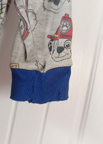 5 6  yaş Gri Çocuk Pijama Takımı kollarında az kuzur - Görsel 6