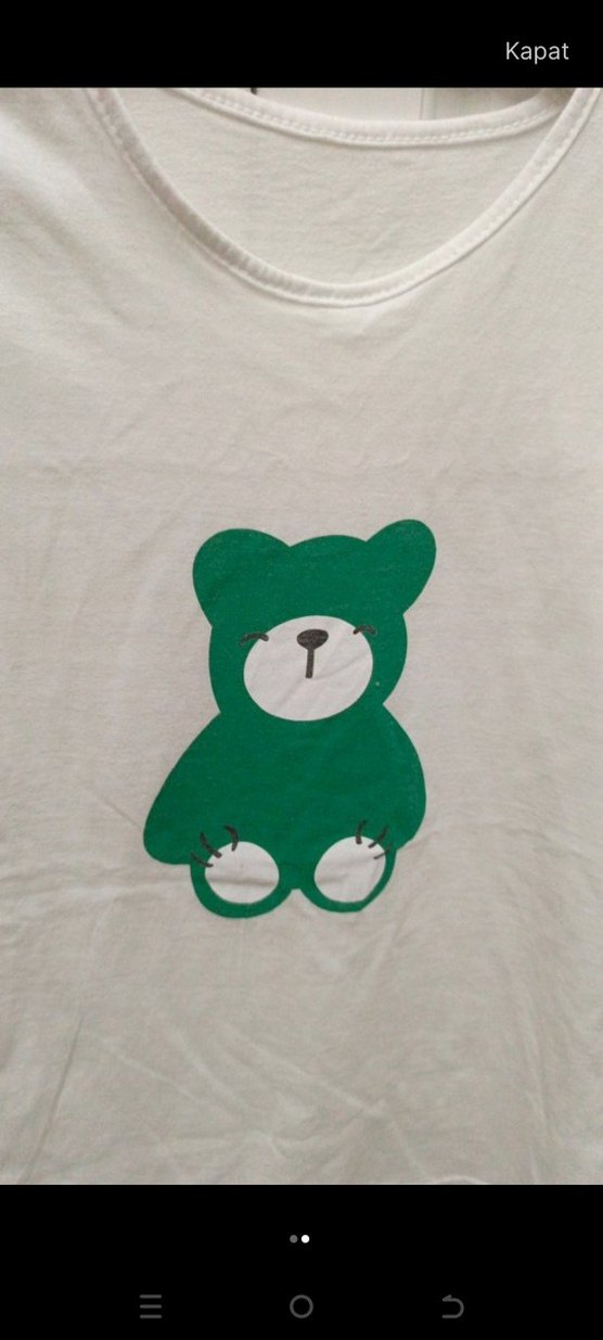 Beyaz Ayıcık Baskılı Hamile Kolsuz Tişört - Görsel 2