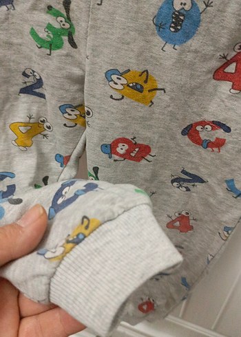 Düğmeli Gri Baskılı Erkek Çocuk Eşofman Altı - Görsel 4