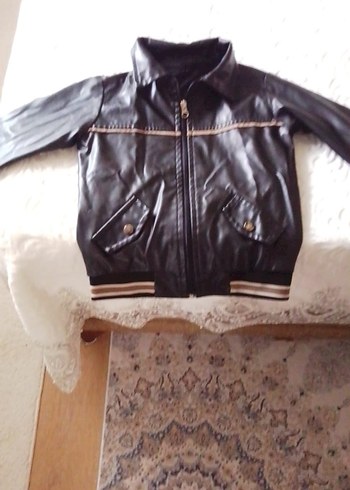 Erkek Çocuk Siyah Deri Biker Ceket - Görsel 2