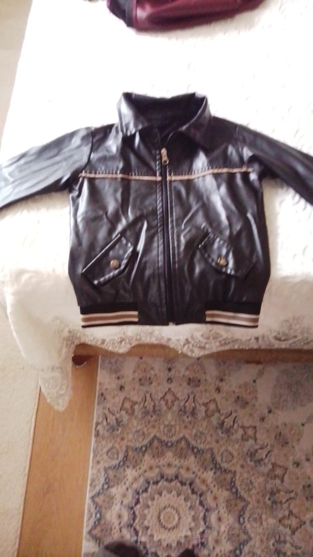 Erkek Çocuk Siyah Deri Biker Ceket - Görsel 2